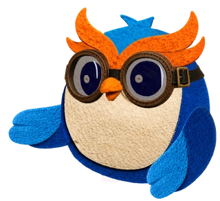 Pilot owl in goggles waving from the plane